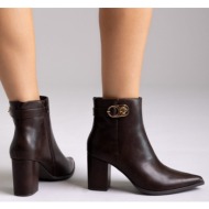  pointed ankle boots with metal detail - dark brown matte