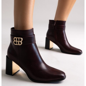 ankle boots high block heel - burgundy σε προσφορά