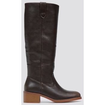 boots low block heel - dark brown matte σε προσφορά