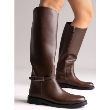 riding boots side buckle - brown matte σε προσφορά