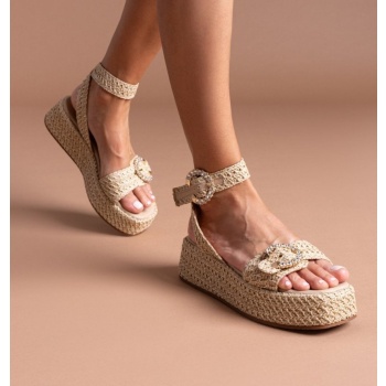 σανδάλια από ψάθα με στρας mariella