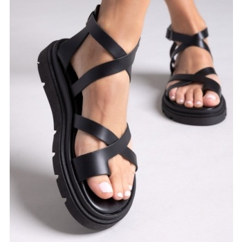 σανδάλια flatforms δερμάτινα με δάκτυλο σε προσφορά