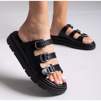 σανδάλια flatforms δερμάτινα με τρεις