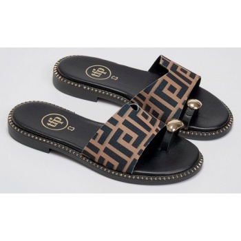 σανδάλια υφασμάτινα με print tfp - καφέ