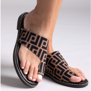 σανδάλια υφασμάτινα με print tfp - καφέ