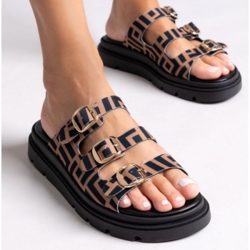 σανδάλια flatforms υφασμάτινα με τρεις σε προσφορά