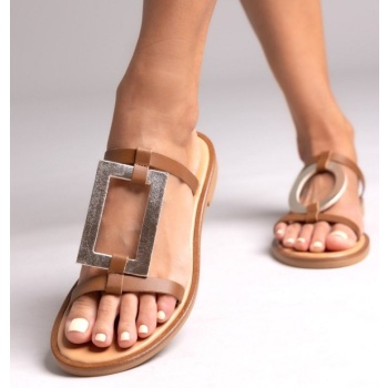 σανδάλια δερμάτινα με γεωμετρικά