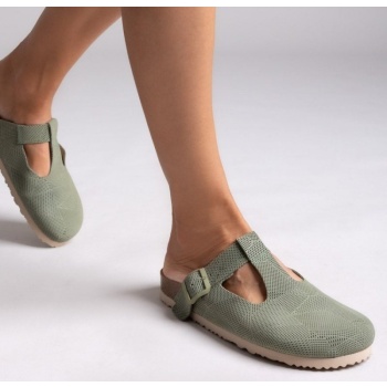 clogs δερμάτινα με σχέδιο take me - χακί