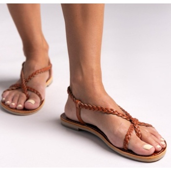 σανδάλια δερμάτινα με κοτσιδάκια tfp 