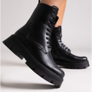  ragazza 0258 leather lace-up combat boots - black matte