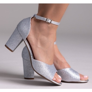 πέδιλα γκλίτερ με μπαρέτα - ασημί
