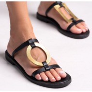  σανδάλια δερμάτινα με γεωμετρικά σχήματα iris sandals - μαύρο/χρυσό