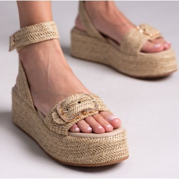 σανδάλια flatforms ψάθινα mariella