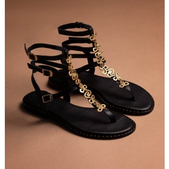 σανδάλια δερμάτινα gladiator tfp - μαύρο