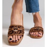  σανδάλια suede με print erynn - leopard