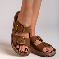  σανδάλια δερμάτινα με τοκάδες despoina fantasy sandals - mocha