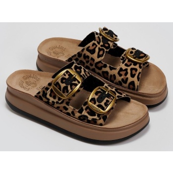 σανδάλια flatforms δερμάτινα με print