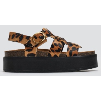 σανδάλια flatforms δερμάτινα με print