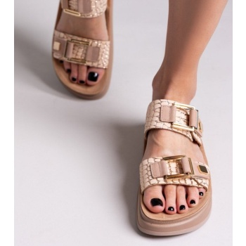 σανδάλια δερμάτινα με pattern adelita