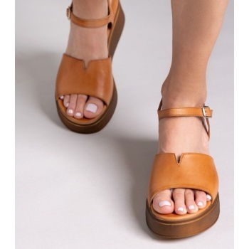 flatforms δερμάτινα σανδάλια tfp - ταμπά