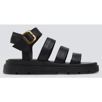 σανδάλια δερμάτινα με φάσες tfp - μαύρο