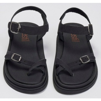 σανδάλια flatforms nubuck δερμάτινα με