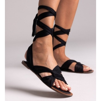 σανδάλια lace up με κόμπο corina - μαύρο σε προσφορά