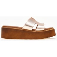  flatforms δερμάτινα σανδάλια με ανοίγματα estil - χαλκός