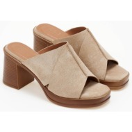  mules ανοιχτά suede erynn - μπεζ