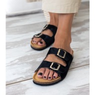  σανδάλια ανατομικά από συνθετικό ponyskin plakton 180010 - μαύρο