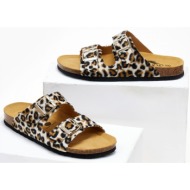  σανδάλια ανατομικά από συνθετικό ponyskin plakton 180010 - leopard