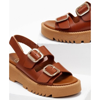 σανδάλια δερμάτινα με velcro λουράκι