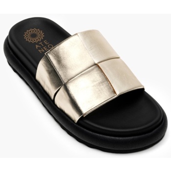 flatforms δερμάτινα σανδάλια με περαστό σε προσφορά