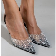  γόβες slibgback με διαφάνεια erynn - μαύρο