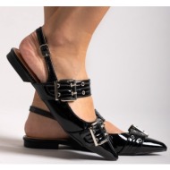  μπαλαρίνες μυτερές λουστρίνι με τοκάδες - μαύρο