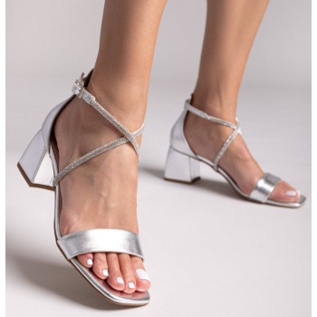 πέδιλα με στρας λουράκια tfp - ασημί