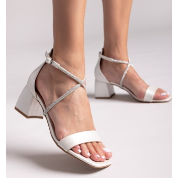 πέδιλα με στρας λουράκια tfp - λευκό