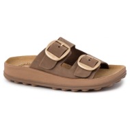  σανδάλια δερμάτινα με τοκάδες despoina fantasy sandals - καφέ