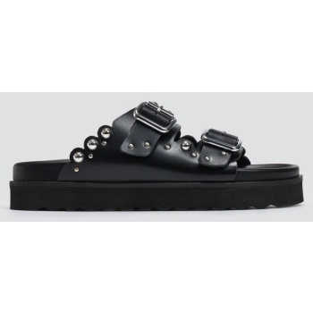 σανδάλια flatforms δερμάτινα με τρουκς