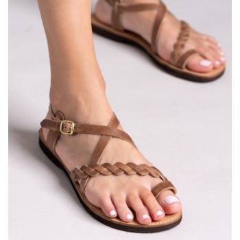 σανδάλια δερμάτινα με λουράκια estil 