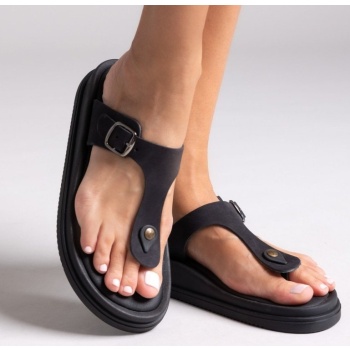 σανδάλια δερμάτινα με τοκά estil - μαύρο