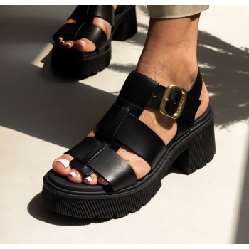 πέδιλα δερμάτινα με chunky σόλα ragazza