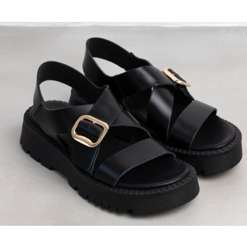 σανδάλια flatforms δερμάτινα crossover σε προσφορά