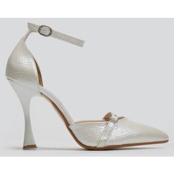 γόβες μυτερές με pattern tfp - λευκό