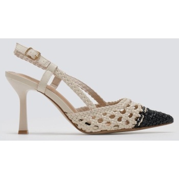 γόβες μυτερές slingback με πλεκτό σε προσφορά