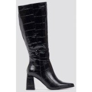  pointed toe boots block heel - black croc