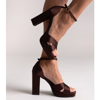 tfp platform sandals - brown satin σε προσφορά