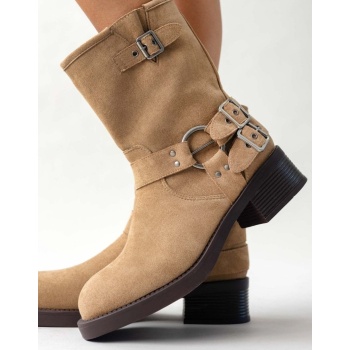 μποτάκια biker suede με κρίκο - τάουπε σε προσφορά