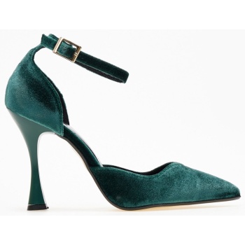 γόβες velvet με μπαρέτα tfp - κυπαρισσί σε προσφορά