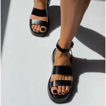 σανδάλια flatforms δερμάτινα με δύο